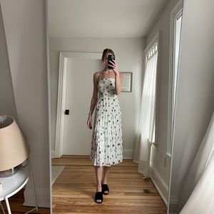 White & Purple Floral Midi Dress